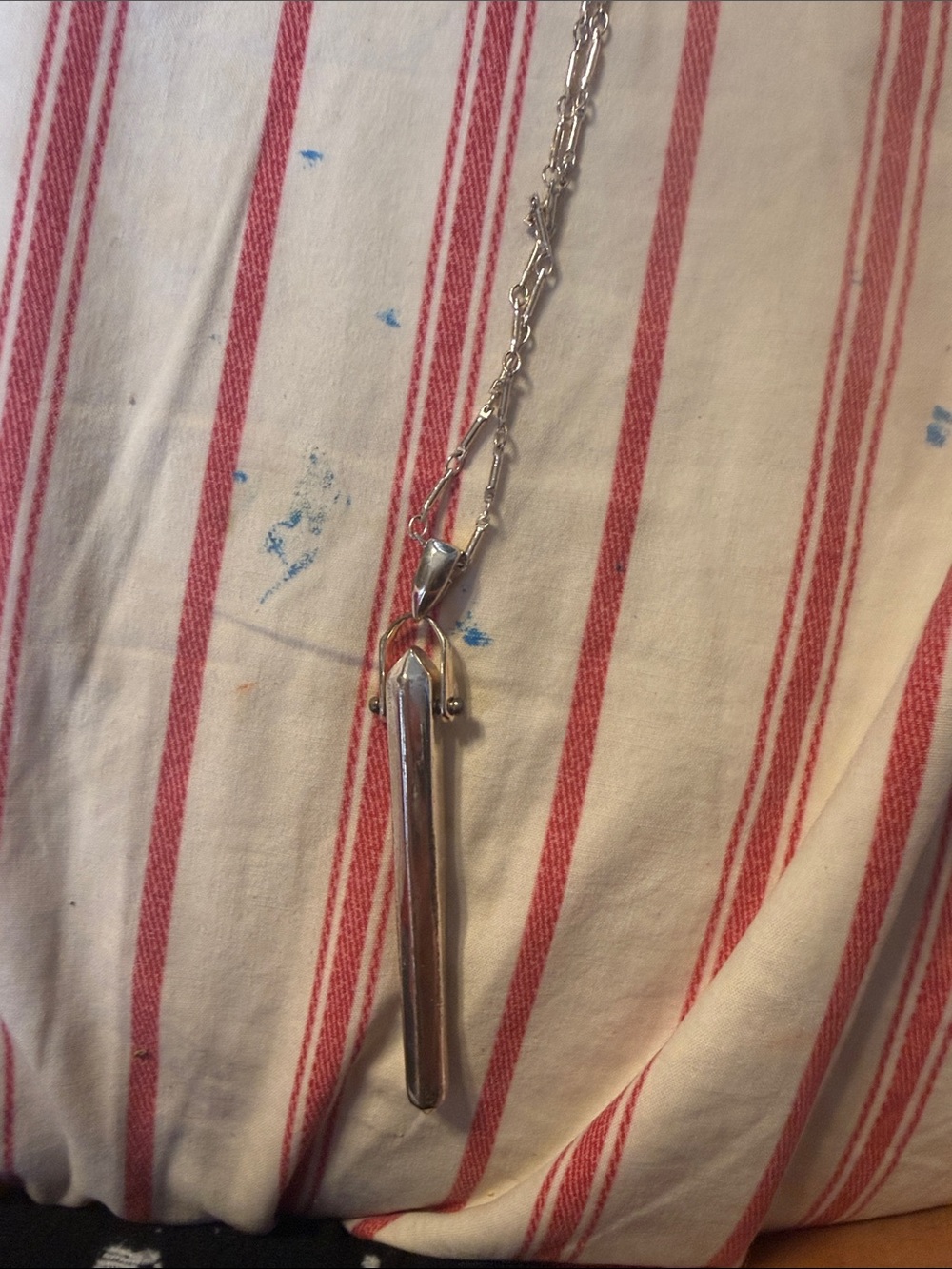 Stella & Dot Silver Long Bar Pendant Necklace
